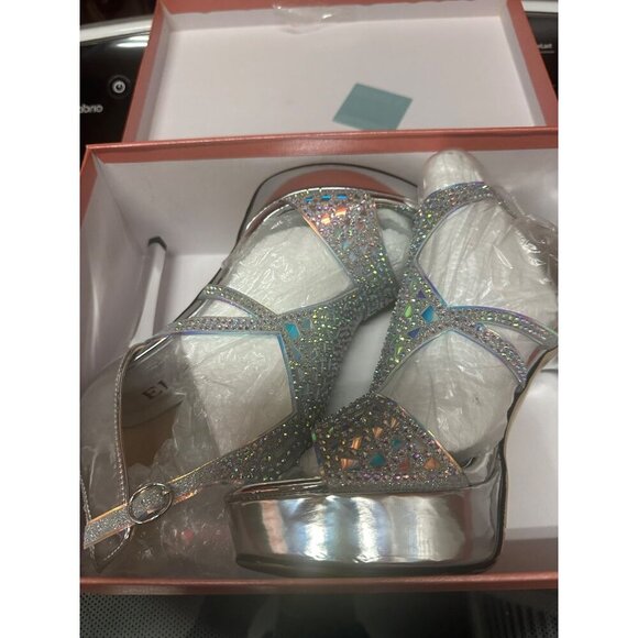 Eldof  Sandals, Sexy High Heel Strappy Sandals Rinestones, Cutout Open Toe Sz 8 - Picture 5 of 6